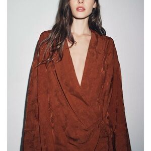 Zara Rust Wrap Blouse